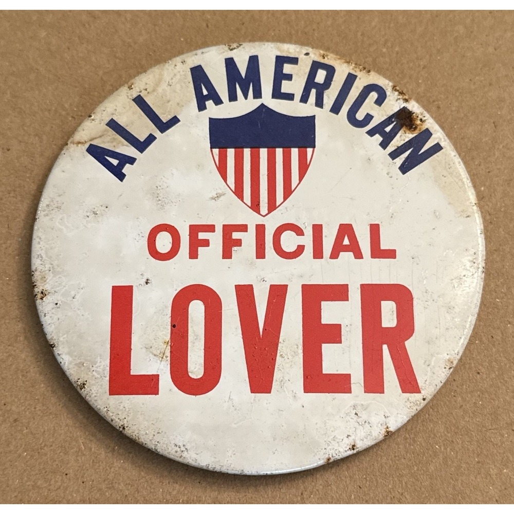 All American Official Lover Vintage Pinback Button Pin Round Circle